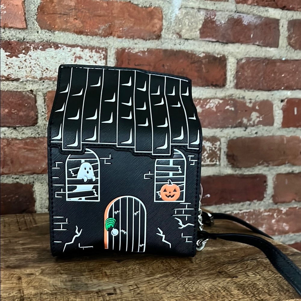 Haunted House Black Crossbody Bag